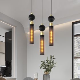 Modern Black Wrought Iron Pendant Light For Kitchen Island, Adjustable Cord Pendant Fixture, Hanging Lighting Over Kitchen Island, Indoor Chandel (Option: Black)