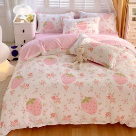 3 Piece Strawberry Duvet Cover Set Strawberry Print Bedding for Home Bedroom Decor Microfiber Quilt Cover Gifts King Size（temu can only be self-p (Option: 16956175)