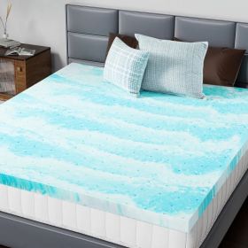 2-3 Inch Gel Memory Foam Mattress Topper Full Size Cooling Mattress Soft and Breathable Bed Topper School Bedroom Furniture (Option: 3 Inches/Queen-blue)